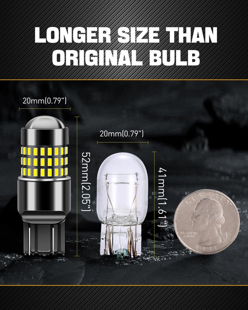 LUYED 7443 7440 LED Bulb Reverse Lights Xenon White 400% Brighter 7441 7444 992 LED Bulb with Projector for Turn Signal Brake Parking Lights,Pack of 2 - Image 5